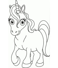 Unicorn large eyes to color for kids