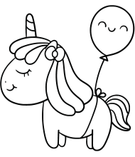 Unicorn and baloon to color for kids