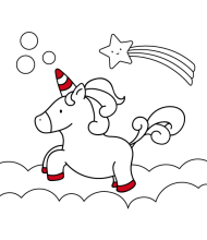 Jumping Unicorn to color for kids
